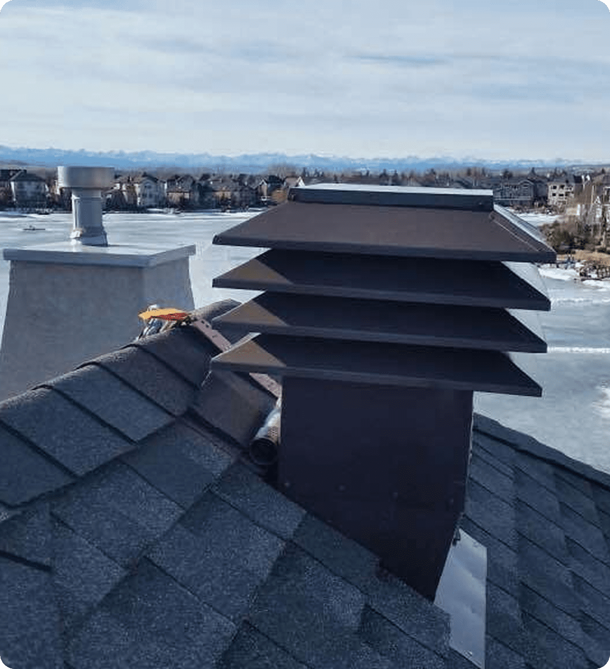 Snowy landscape from rooftop